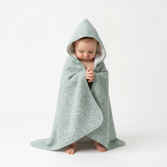 NOUR - La Cape de bain Bébé | Vert Poétique